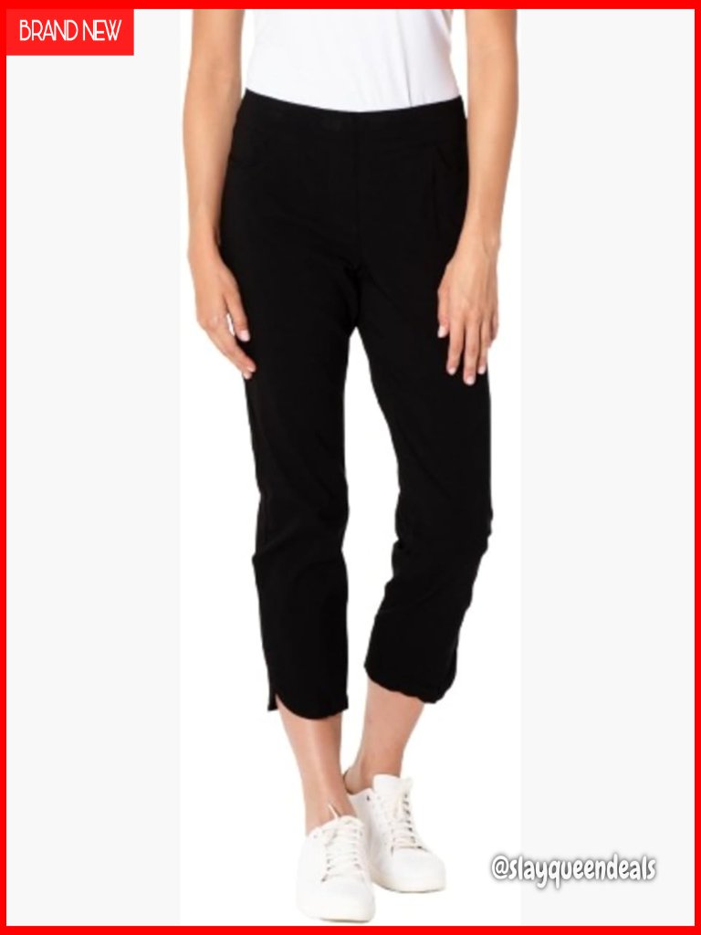 Mid Rise Slim Fit Golf Crop Pants With Pockets Tummy Control Stretch